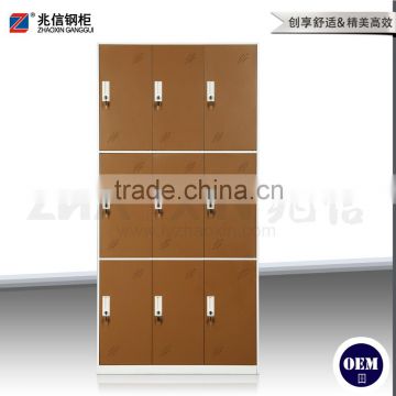 ultra-thin edge brown 9 door steel locker with cyber key lock metal pool storage locker