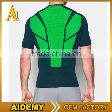 Guangzhou Shandao180g Polyester Spandex Dri Fit Short Sleeve O-Neck Plain Dyed Men Gym Fitness T Shirt