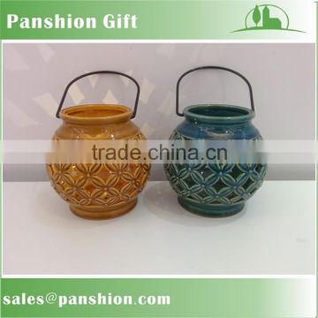 Jar shape ceramic tealight candle holder