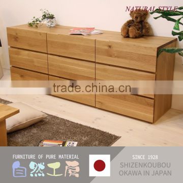 Superb natural coating chest of drawer wood side cabinet design made in Japan