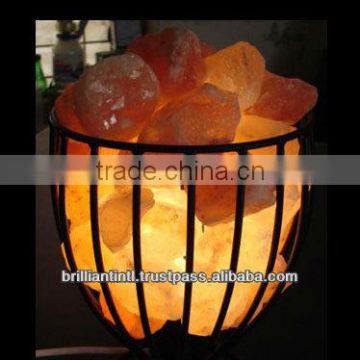 Himalayan Iron basket rock Salt Lamp Glowing lamp