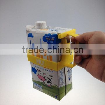 Plastic handle for milk carton