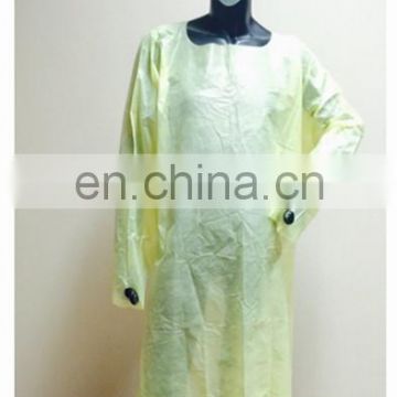 Disposable elastic wrist PE coated PP isolation gown