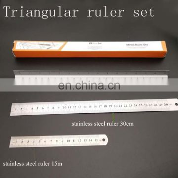 3Pcs Packing Ruler Set 12"triangular scale ruler 12"and 6" stainless steel flat ruler