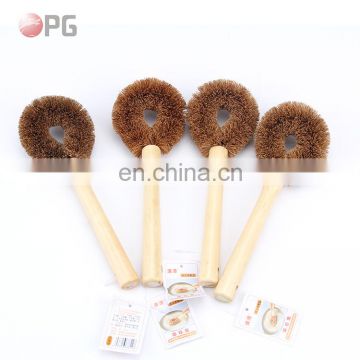 Wooden Handle Natural Coconut Palm Pot Brush Kitchen Pans Dishes Cleaning Brushes