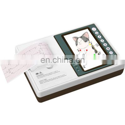 Hot sale 7 inch color touch screen portable 3 channel Veterinary ECG machine for animals