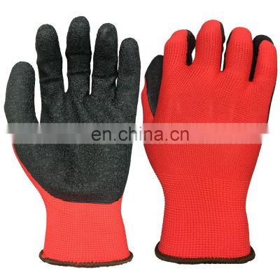 Cheap 13g Rubber Dipped Safety Glove Latex Coated Work Gloves Gloves For Construction Wholesale
