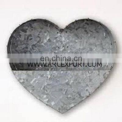 antique galvanized heart shape wall planter