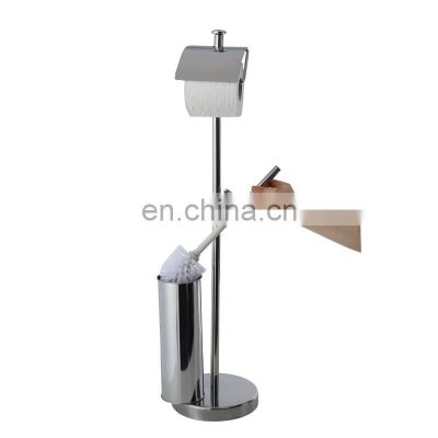 Stainless steel Free Standing Toilet Brush with Paper Roll Holder