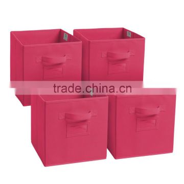 Fashion Red colour Foldable Fabric Storage Box, Folding Basket Set of 4