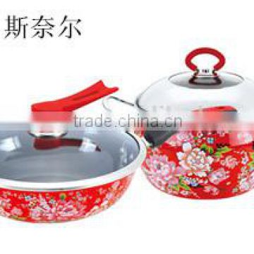 Enamel cookware sets with full decals