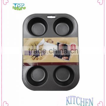 round shape carbon steel cake baking mould, movable bottom, high body 6 hole