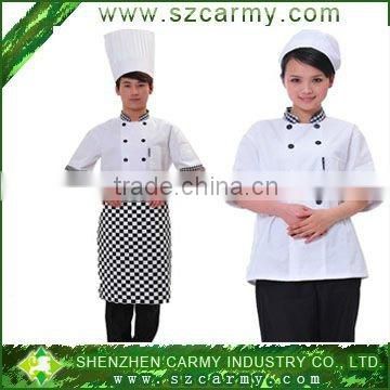 Summer 100%cotton white four sets Chef workwear uniform (hat+shirt+apron+trousers)