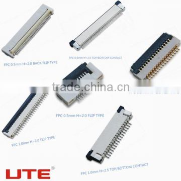 wire to board connectors for pcb FPC 1.0MM Pitch Connector (H=2.0mm FLIP TYPE), Drawing available