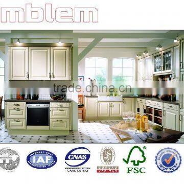 Deluxe white PVC menbrane sharker door kitchen cabinet