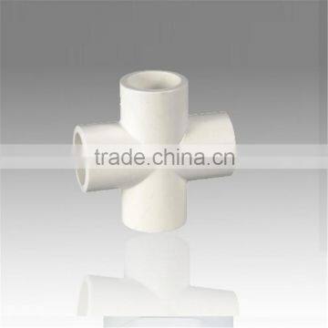 Promotional top quality white 4 way pipe fitting pvc