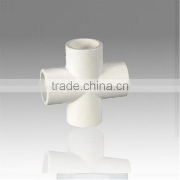 Promotional top quality white 4 way pipe fitting pvc