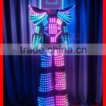 Remote controlled LED dance robot suit, LED tron dance robot costume, LED stilt walker suit