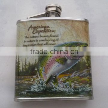 8oz small hip flask with water-tranfer printing