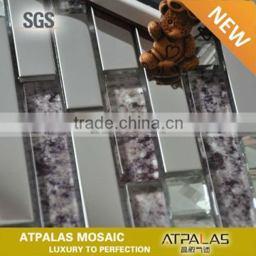 purple glass mix stainless 304 steel mosaic tile