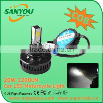 Sanyou 6000K 2200LM 20W LED motorcycle Headlight, COB H4 12V motorcycle light
