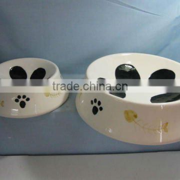 Ceramic pet bowl with little paw