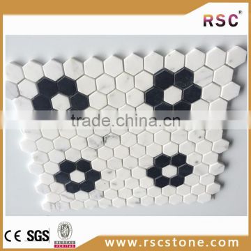 White hexagon marble mosaic tile