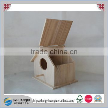 Cute Wood Bird House - Hand Made Indoor / Outdoor Home decor Red Roof CN