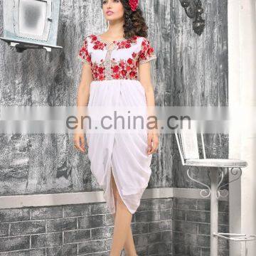 Ladies Off White Color Faux Georgette Kurti