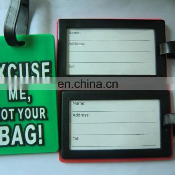 custom made rubber luggage tag with words