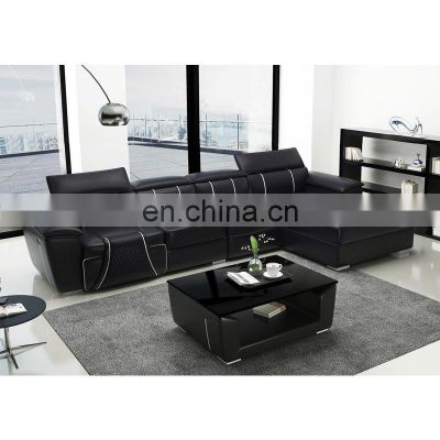 high quality furniture G8048C L shaped 1+2seater+chaise sectional genuine leather living room sofa set