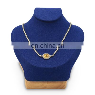 Factory direct supply blue wooden jewelry display necklace stand