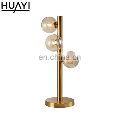 HUAYI Modern Simple Style Living Room Decoration Iron Glass Gold Globe Classic Table Lamp