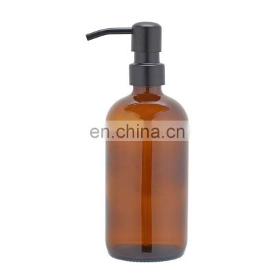 Factory Direct Discount 500Ml Square Amber Glass Bath Lotion Bottle Soap Dispenser With Lotion Pump Spray At Wholesale Price
