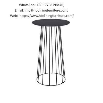 Round iron wire high leg MDF side table