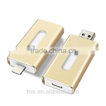 New products for 2015 Golden metal OTG Usb stick 16g32g64g for Iphone