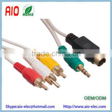S - Video male plug with 3.5mm stereo male plug Audio to Composite Video 3 RCA male plug cable