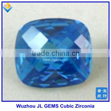 Fashion Fat Square cut double checker sky blue/ Dark Swiss Topaz Cubic Zirconia Gems