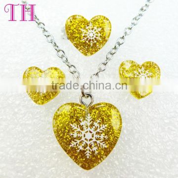 manufacturers yellow resin heart shape young girl earring kids earrings jewelry set in latest design