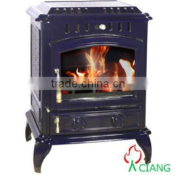 Cast iron smokeless wood burning stove with back boiler