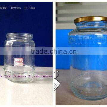 350ml 700ml large glass pickle jar with tin lid