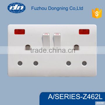 13A double electric wall switch socket with light Z462L