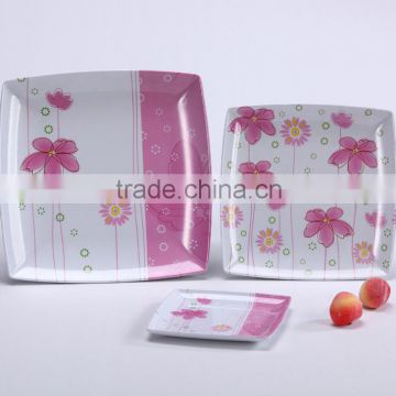 Asian supplier non toxic leaf pattern melamine square dinnerware