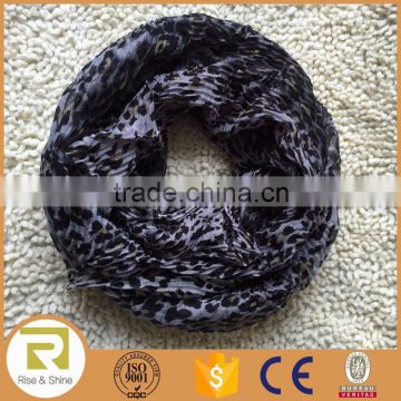 Wholesale 100% Polyester Leopard Printed Infinity shawl scarf