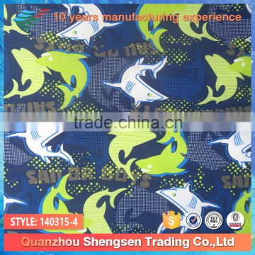 cartoon shark dolphin printed 90 polyester 10 spandex swimwear fabric