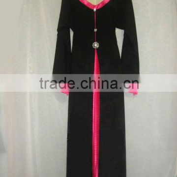 Black/Pink Maxi Long Dress Islamic Modest Jilbab Abaya