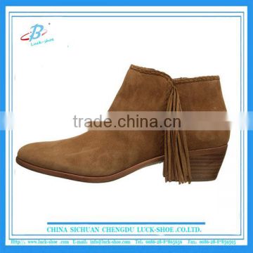 Wooden heel ankle boots tassel ankle boots lady ankle booties