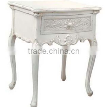 Chateau Lamp Table 1Drawer White Distressed
