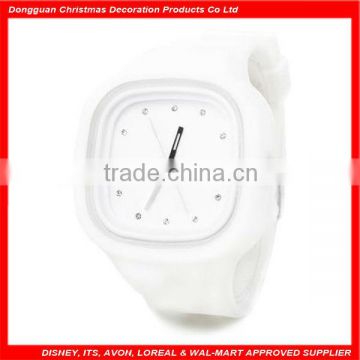 Hot sell white square custom logo silicone jelly watch