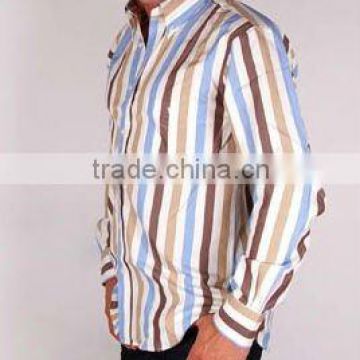 Mens 100% cotton long sleeve stripe shirt